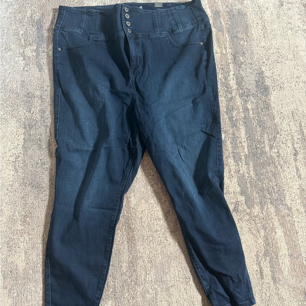 torrid corset Dark Blue Skinny Jeans with Button Fly